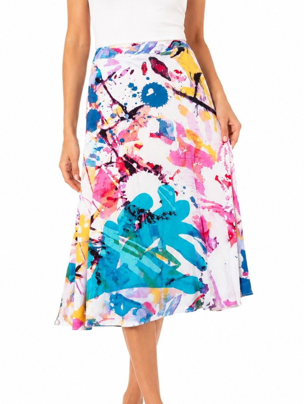 Casual Studio Abstract Floral Knit Midi Skirt
